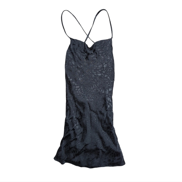 Skylar + Madison Black Drape Leopard Print Slip Dress Size S - Picture 1 of 7